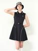 LIKK [3 Sizes][Includes Undershorts] Half Zip Stitch Sleeveless Dress (Black)_L3A1-Op03C