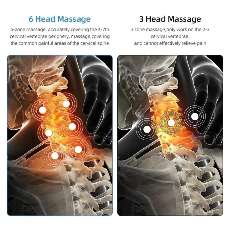 6 Heads Smart Neck Massage Instrument Shoulder Neck Massage Cervical Vertebra Health Care Vibrator Heating Relieve Muscle Gift