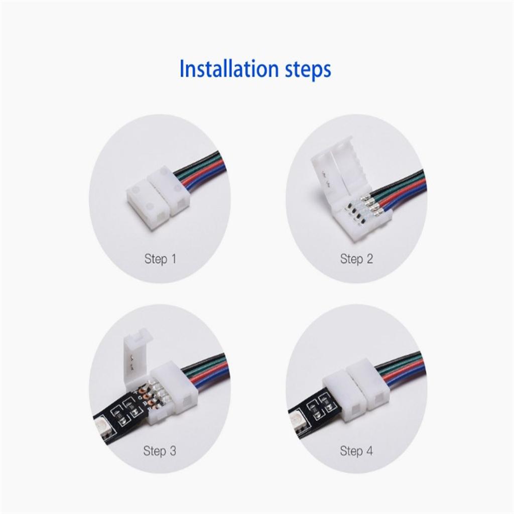 10x 10mm 4 Pin 5050/3528 Rgb Led Strip Light Corner Connector L-shaped Design Pbt Fireproof Material Pcb Adapter