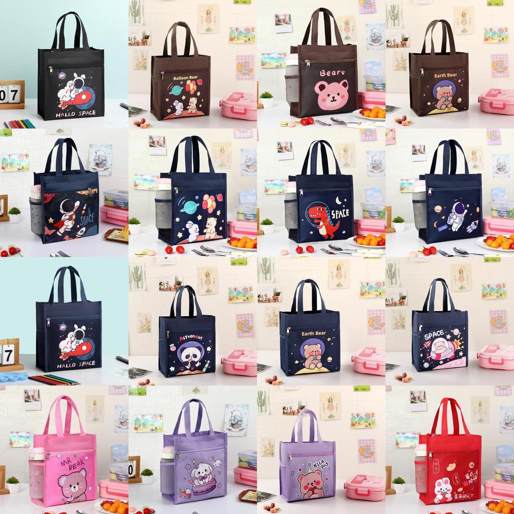 Kids Portable Canvas Lunch Box With Material For School And Outdoor Use