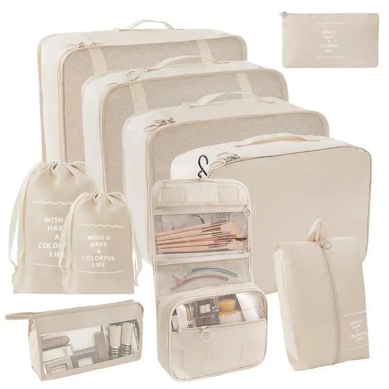 Travel 7/10 Pcs Set Organizer Suitcase Packing Cubes Set Cases Portable Luggage Clothes Shoe Tidy Pouch Folding Storage Bags