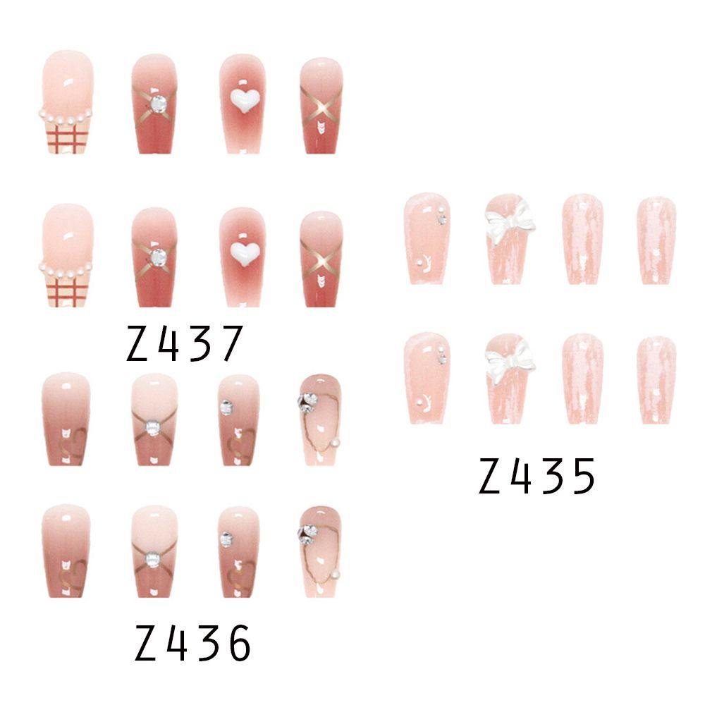 24 szt. Paznokcie dociskane Paznokcie sztuka Białe Serce miłości Sztuczny paznokieć Elegancki Sztuczny paznokieć Pełne pokrycie