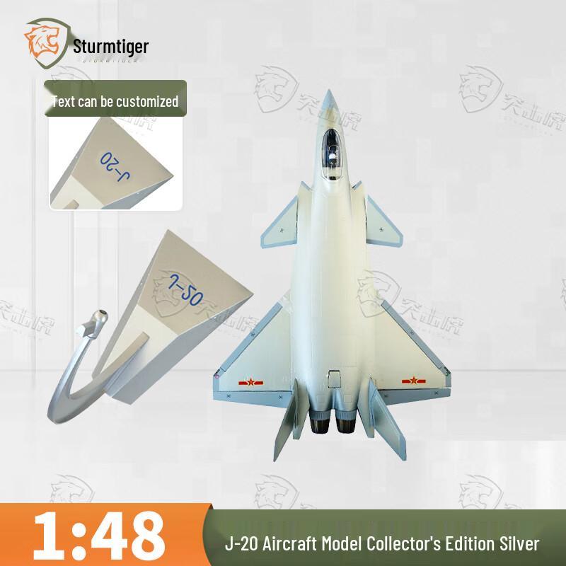 Assault Tiger J-20 Fighter Jet Model - 1:48 Collectible Silver