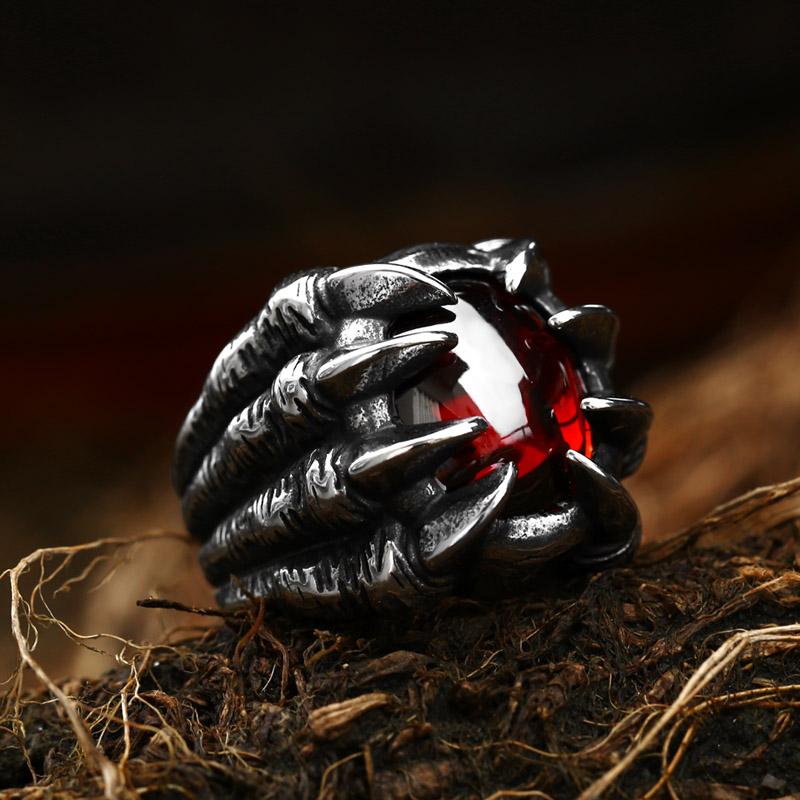 316L Stainless Steel VIKING Colorful Stone Trend Men's Ring Double-Sided  High Quality Jewelry