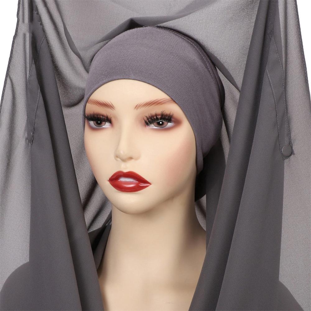 2in1 Instant Chiffon Hijab Scarf Bulit-In Magnets Islamic Head Wrap Female Musulman Bandana Women