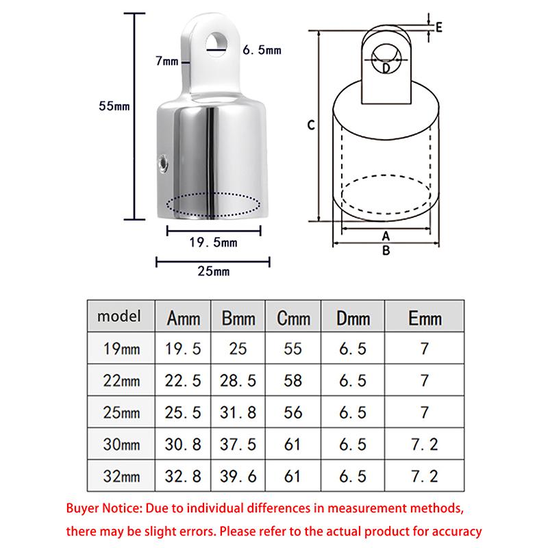 1Pc Boat Bimini Top Fitting Deck Hinge Slide Cap 19-32Mm Pipe Eye End Cap External Eye End Canopy Tube Boat Accessories