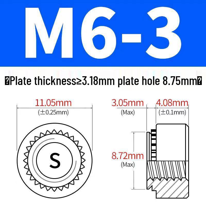 Verzinkte selbstsichernde Muttern, unverlierbare Muttern M3-M12, Einbaumuttern und Einpressmuttern