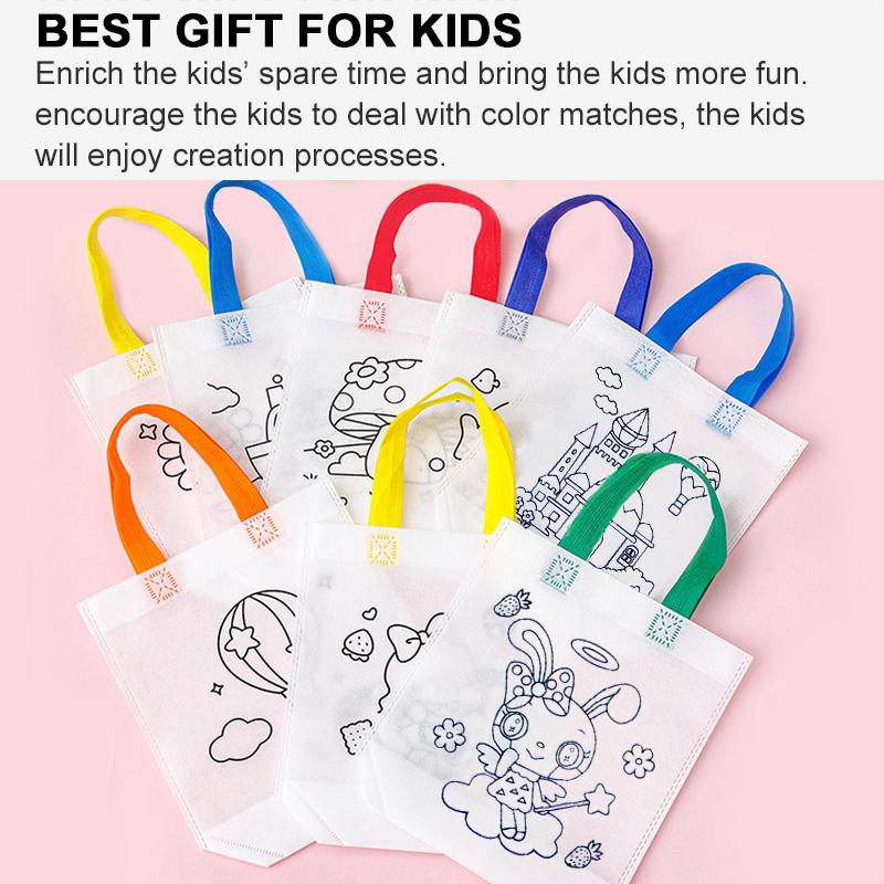 Handheld Storage Bag Handmade DIY Graffiti Packaging Box Color Filling Bags Non-woven Bag 12color Crayons Cartoon Pattern TMZ