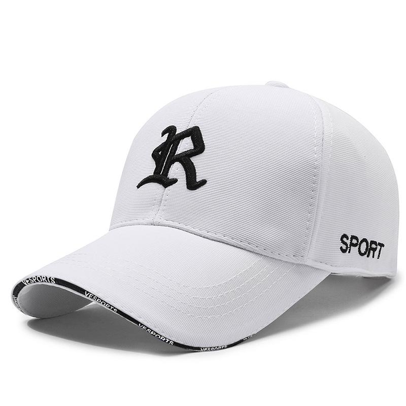 Boné de beisebol com aba curva, novo boné bordado tridimensional com letra R para homens e mulheres, casual, simples e versátil, com parte superior rígida