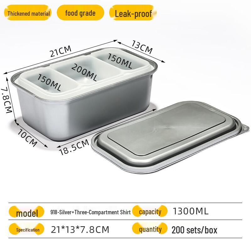 Handun 918 Disposable 3-Compartment Takeaway Lunch Box
