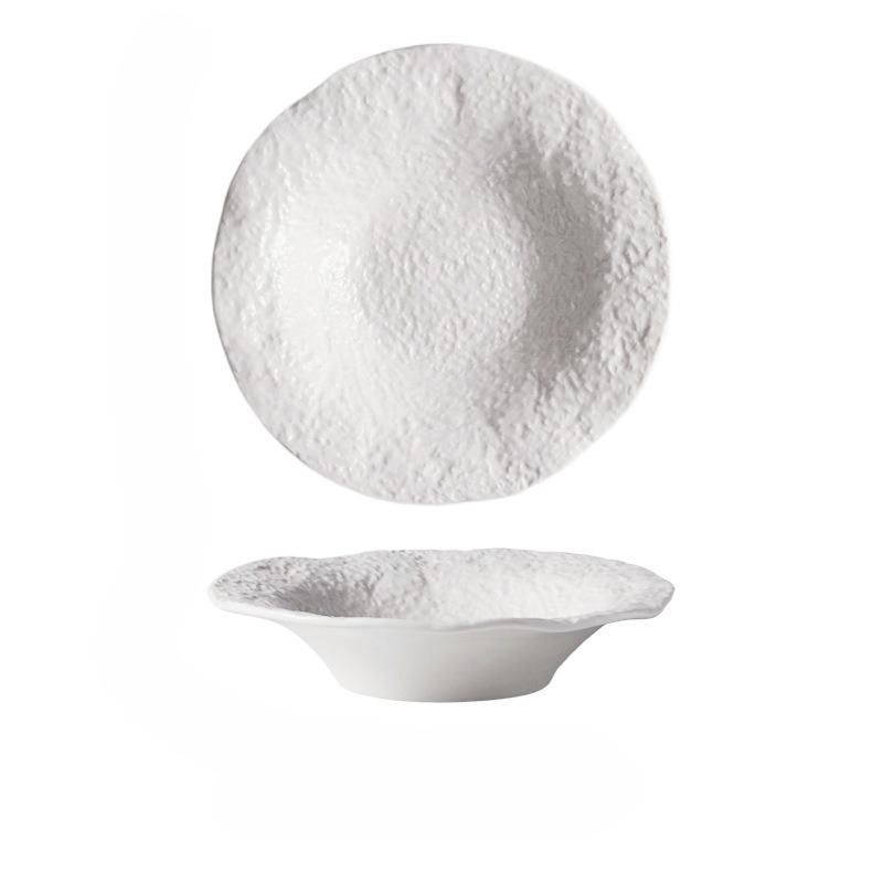 Rock Pattern Ceramic Plate Deep Dish Soup Plate Irregular Salad Bowl Western Dinnerware
