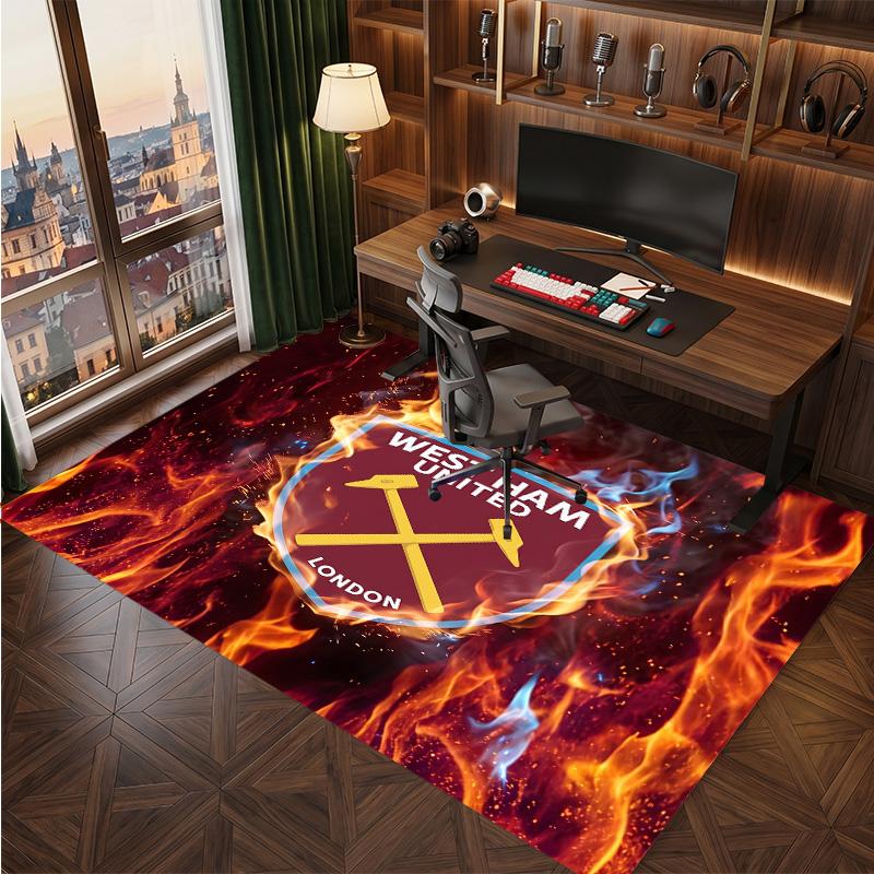 West Ham United Voetbal Print Kristal Fluweel Tapijt, Comfortabel Waterabsorberend Antislip Binnen Vloerkleed