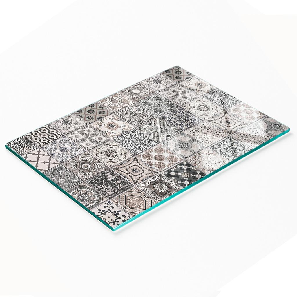 Decorative Glass Chopping and Serving Board Ceramic Tiles 80x52 cm