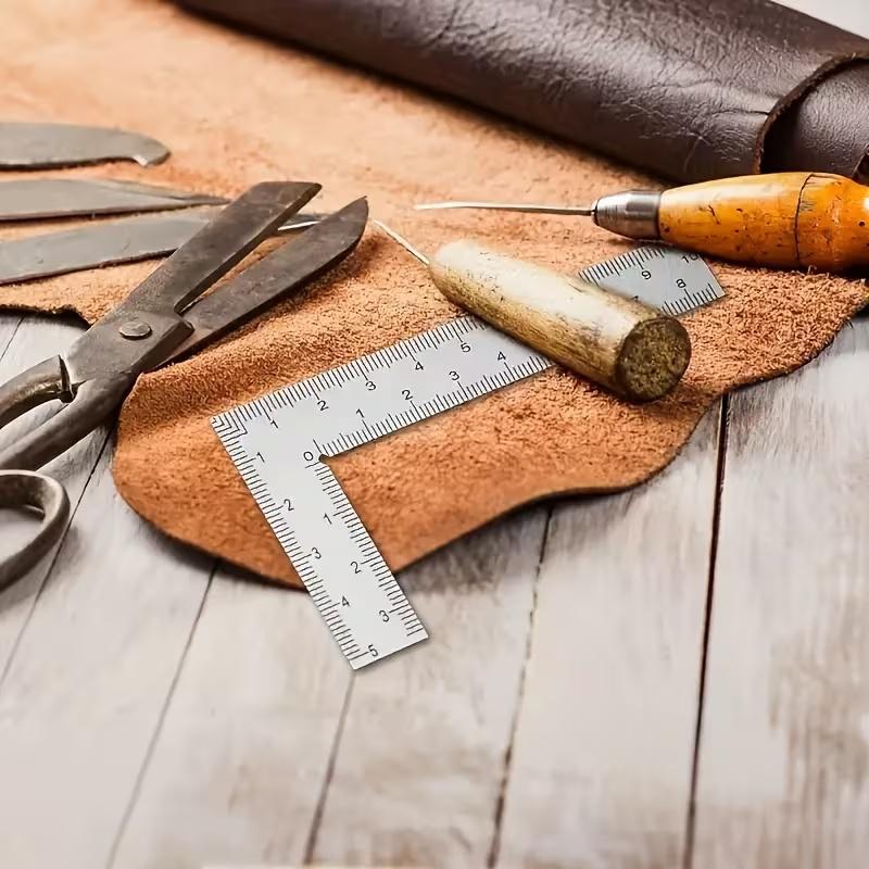 Mini L-Shaped Stainless Steel Ruler - High-Precision Thick Right Angle Tool for Leather Craft & Small Measurements