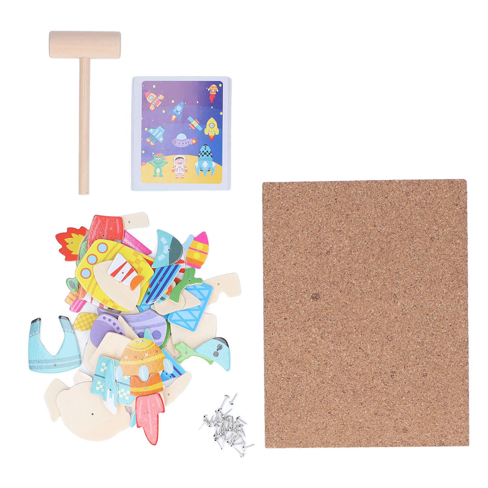 

Wooden Knocking Puzzle Toys Hammer Knocking Thumbtack Puzzle Games Educational Toys