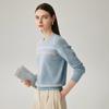 Zhaojun 2025 A/W Women's 100% Cashmere Contrast Stripe Round Neck Sweater