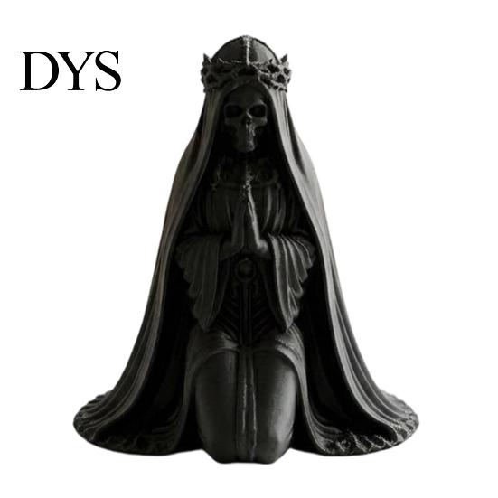 Dunkle Ästhetik Desktop-Dekoration 3D-gedruckte kniende Skelettbraut-Figur, Gotische Totenkopf-Statue Detaillierte 3D-Kunst mit Schleier & Krone, Halloween-Tischdekoration