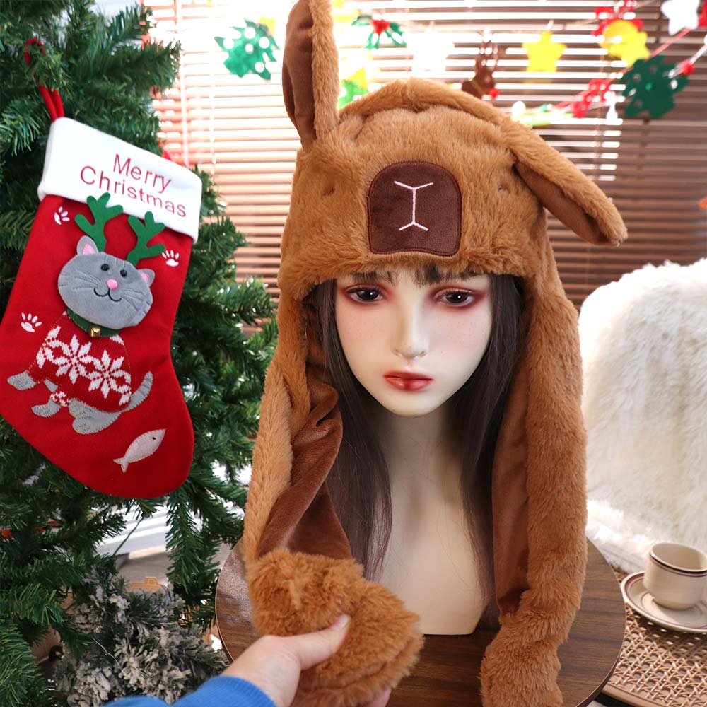 Capybara Ear Moving Hat Plush Plush Hat Toys Cartoon Jumping Up Cap  Party