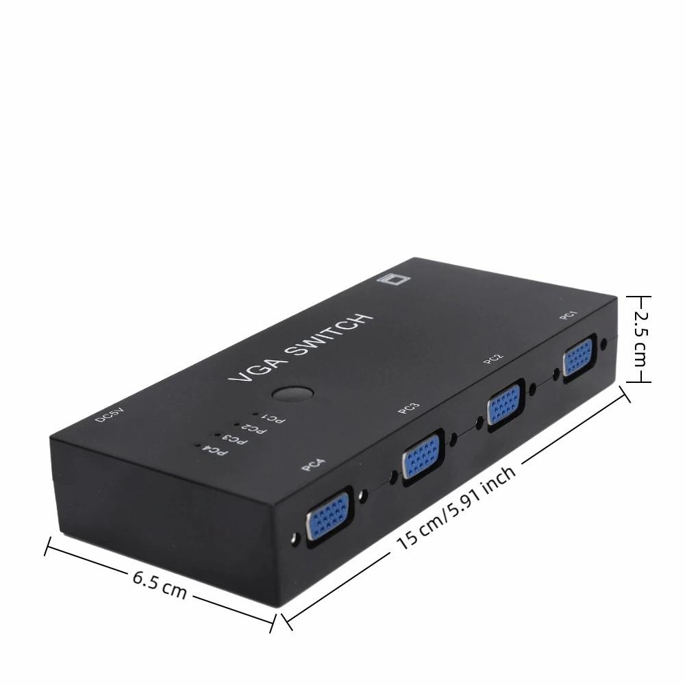 1920@1080P VGA-Umschalter 4-in-1-Ausgang HD-Video-Teiler VGA-Schaltbox für VGA/XVGA/SVGA/UXGA TV-Monitor