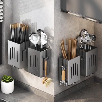 Panier sans perçage Porte-baguettes Étagère de cuisine Murale Ménage Cage à cuillères et baguettes Boîte de rangement pour baguettes Support égouttoir