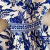 Summer Women Designer Vintage Print Runway Dress Elegant V-neck Single Breasted Party Dresses