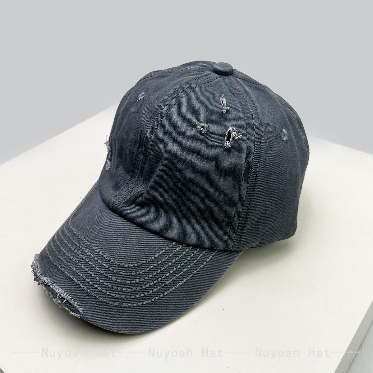 

New Men Women Broken Style Solid Retro Baseball Hats Sunshade Street Versatile Simple Peaked Caps Personal Fashion Casual Ins 52-60cm
