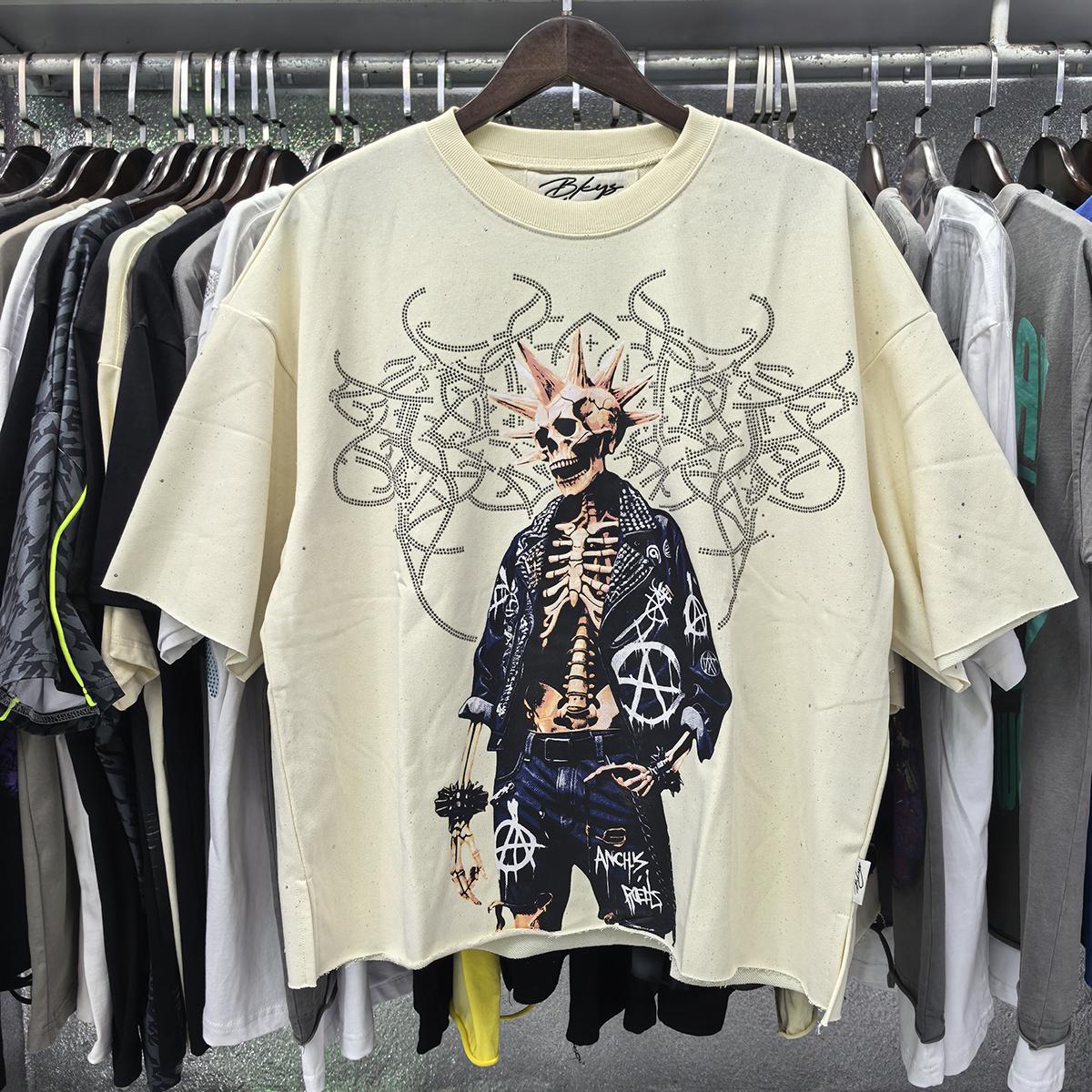 

DRIPX Shinning Bling Diamond Short Sleeve Cropped T-shirt for Men and Women Crew Neck Rhinestone Loose Cotton Summer Tshirts Oversized XL