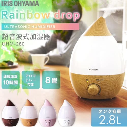 Iris Ohyama Humidifier, Large Capacity, Ultrasonic Type, Humidification Volume 280ml, Tank Capacity 2.8L, 8 Tatami Mats, 10 Hours Continuous Humidific