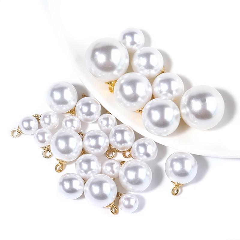 20Pcs/Lot Imitation Pearl Pendants White ABS Pearl Half Hole Beads for Jewelry Making DIY Necklace Earrings Charms Accessories