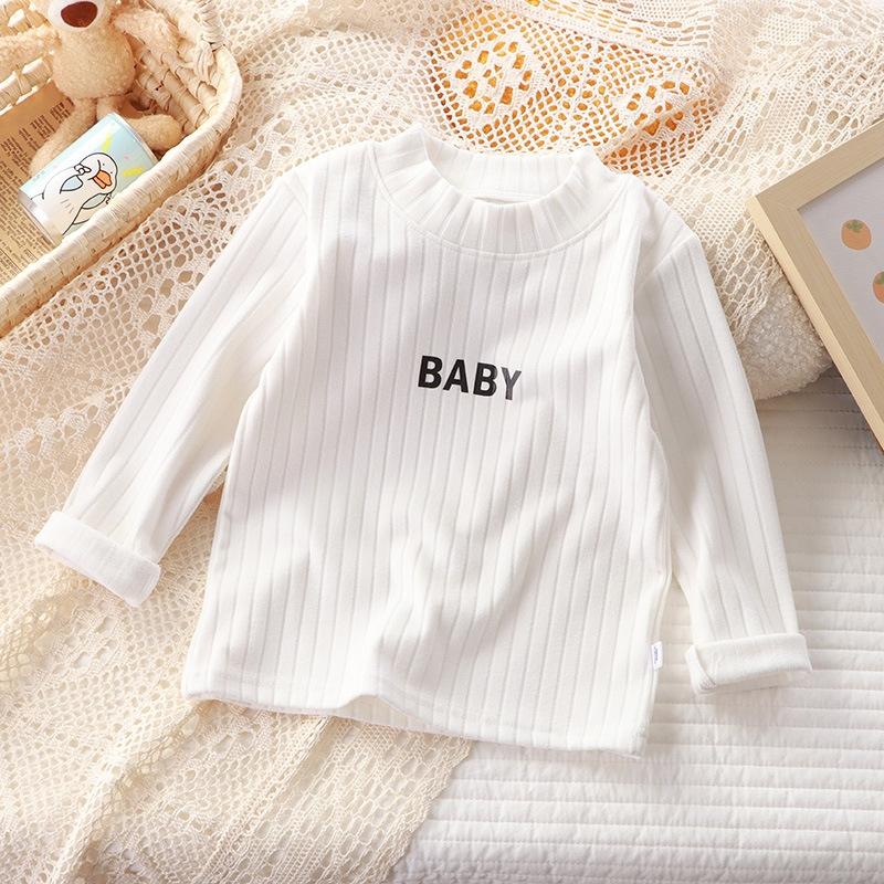 

Детские футболки для девочек и мальчиков, детские топы с длинным рукавом, базовые, однотонные, теплые, для малышей, с надписями, пуловеры, весна-осень, детская одежда 90 белый