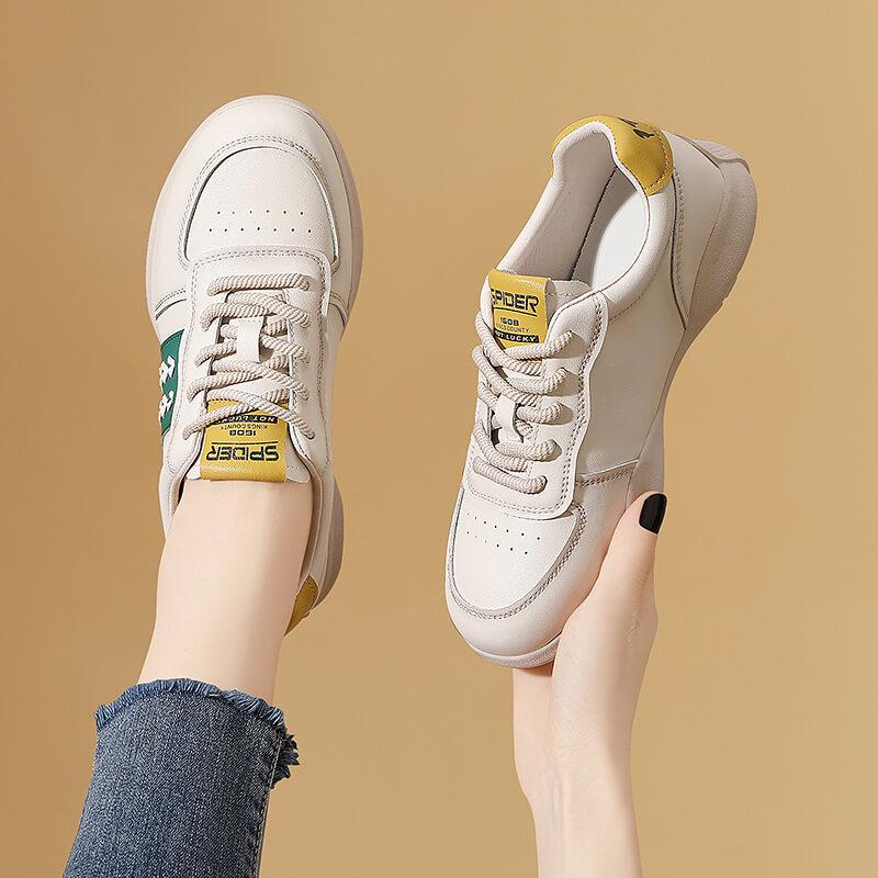 

Soft leather German training shoes women s retro casual sports Forrest Gump shoes new autumn and winter soft-soled versatile white shoes 42