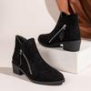 Large size winter new women's suede rubber cloth fashion boots thick heel short women's boots