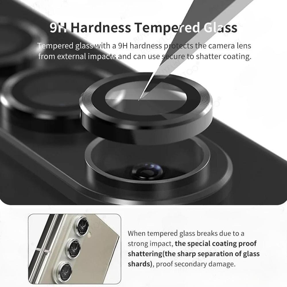 1Set HD Full Coverage Metal Ring Tempered Glass Lens Cover For Samsung Galaxy Z Fold 7 6 5 4 Anti-scratch Camera Protector Film