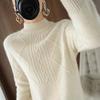 Half Turtleneck Sweater for Women Solid Color Casual Warm Knitted Sweater Thickened Loose Long-sleeved Pullover Autumn and Winter