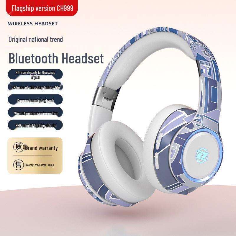Noise-Cancelling Over-Ear Wireless Bluetooth Headphones with Card Slot and Long Battery Life for Gaming and Universal Compatibility