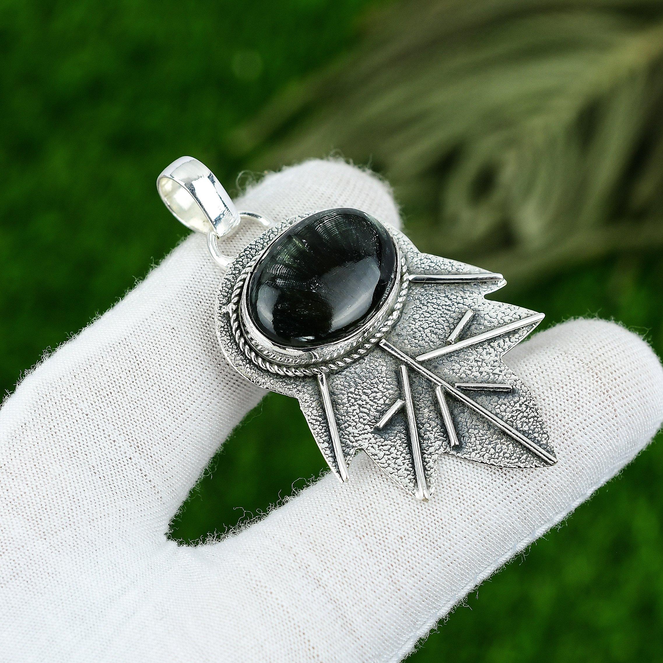 

Gift For Women Jewelry Pendant 925 Sterling Silver Natural Seraphinite Gemstone