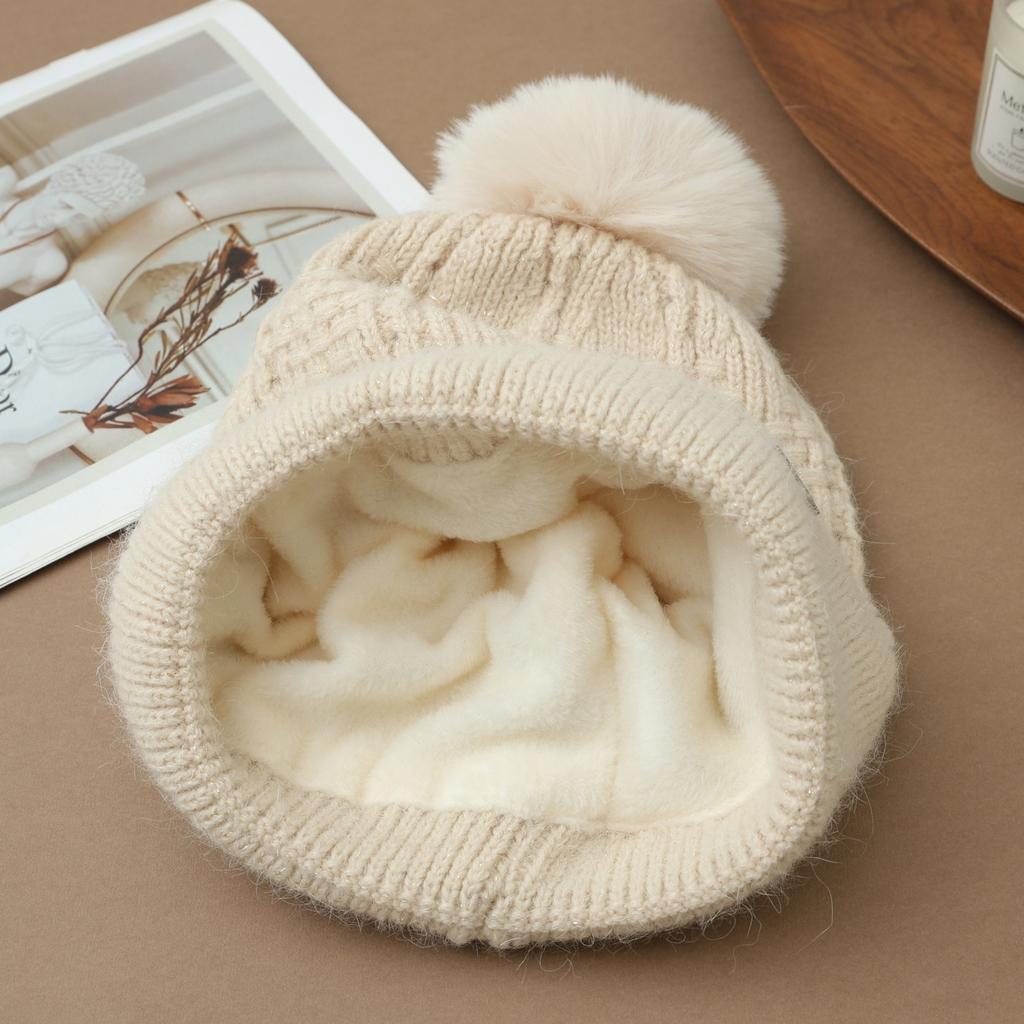 Hat Women's Winter Cycling Fleece Thickened Warm Wool Hat Ear Protector Knitted Hat
