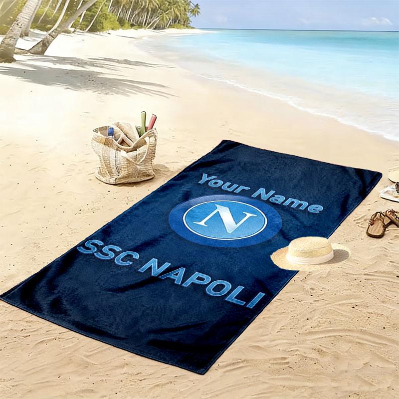 SSC Napoli Custom Name Print Beach Towel, Large Soft Quick Dry Towel for Beach Camping Swimming