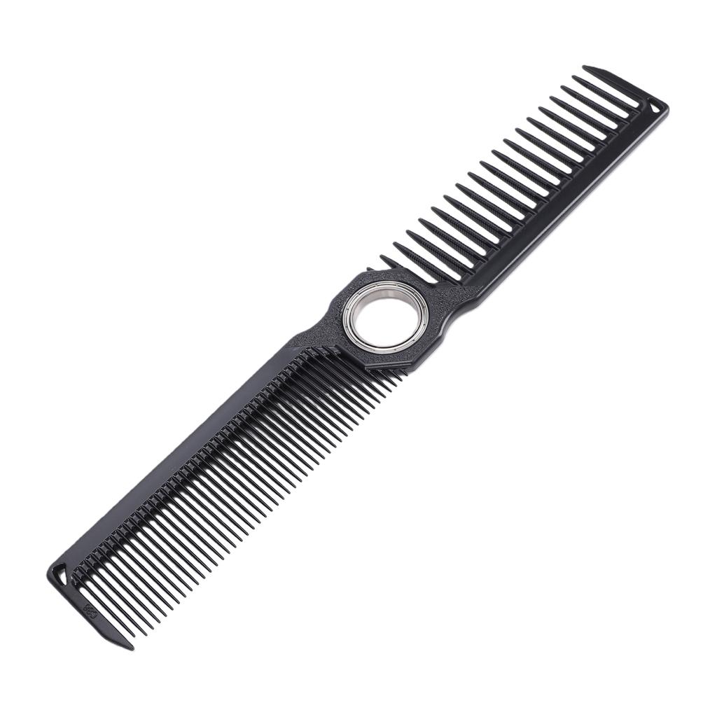 Rotatable Styling Cutting Comb with Fidget Spinner Center Rotating Comb for Thick Thin Curly Long Short Hair Black