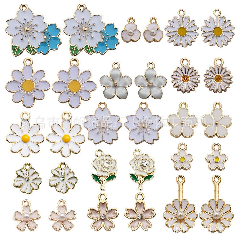 Pink Flower Oil Drop Korean Keychain & Bracelet Pendants