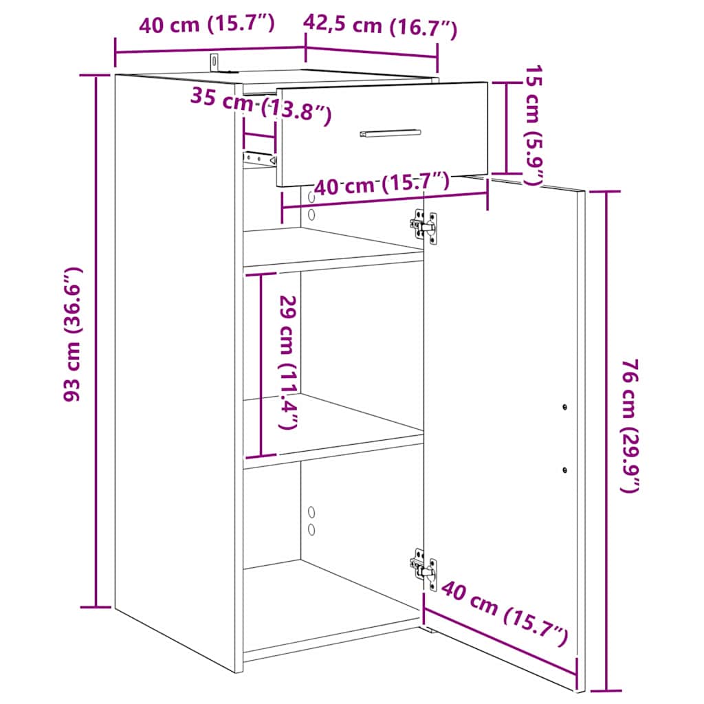 Storage Cabinet Black Oak 40 x 42.5 x 93 cm