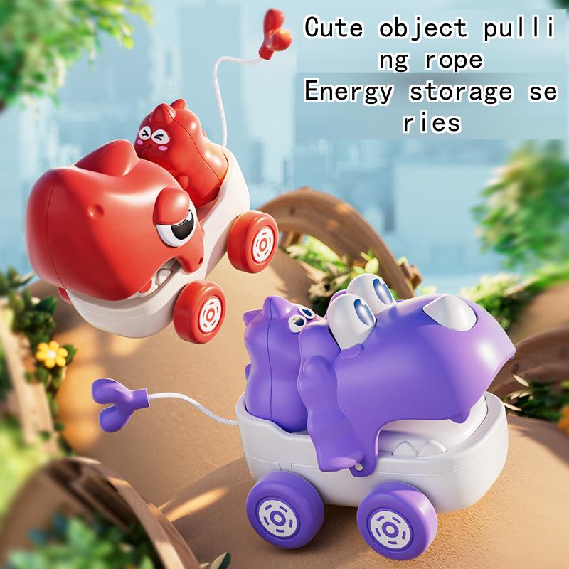 Creative Linkage Pull String Dinosaur Car with Cartoon Shark Triceratops for Preschool Gift