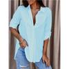 2024 Solid Button Front Shirt  Casual Turn Down Collar Office Work Shirt  Women's Clothing