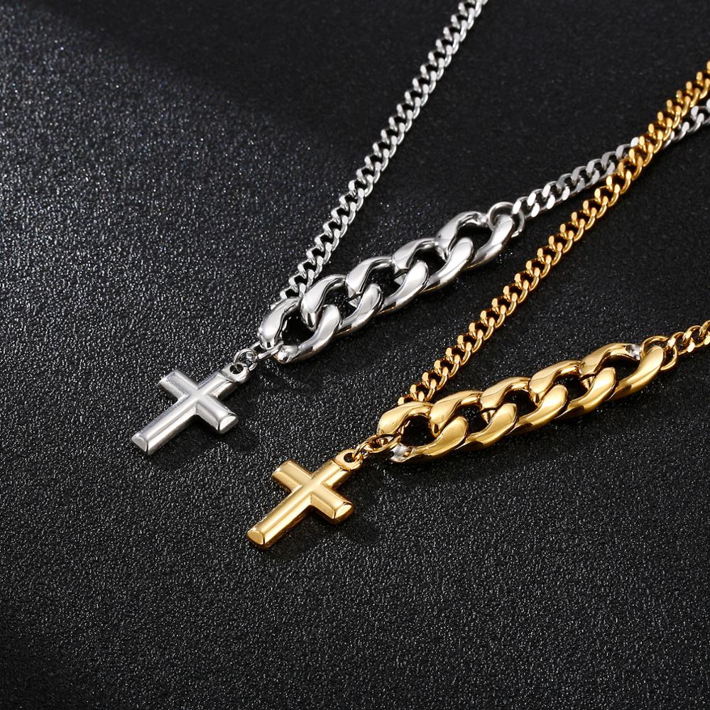 Cross Accessories Stainless Steel Men's Short Necklace Splicing Chain Fashion Jewelry
