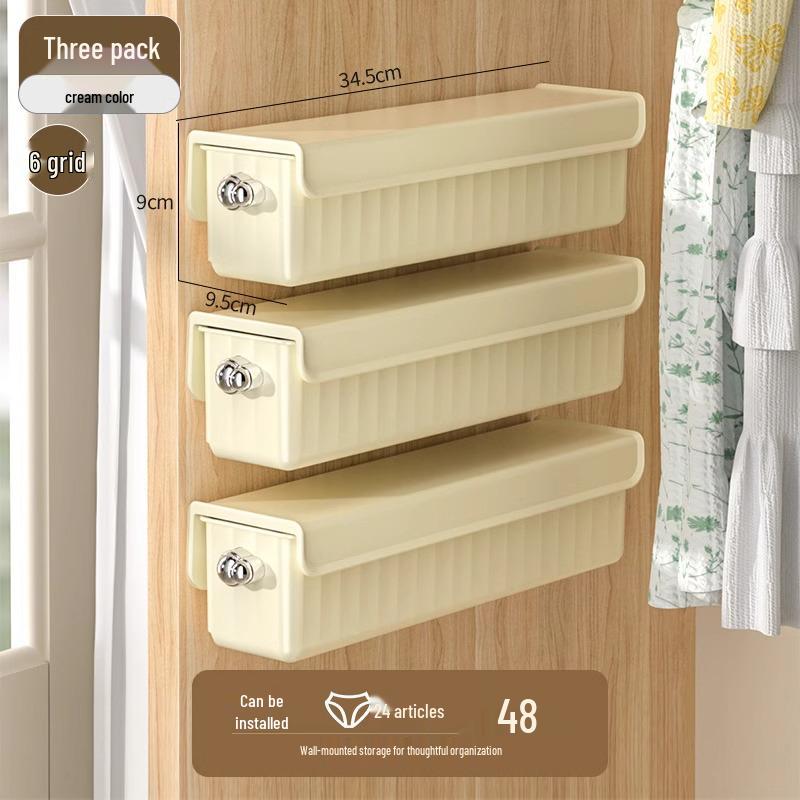 Large Capacity Wall-Mounted Underwear & Sock Organizer with Lid and Divided Compartments