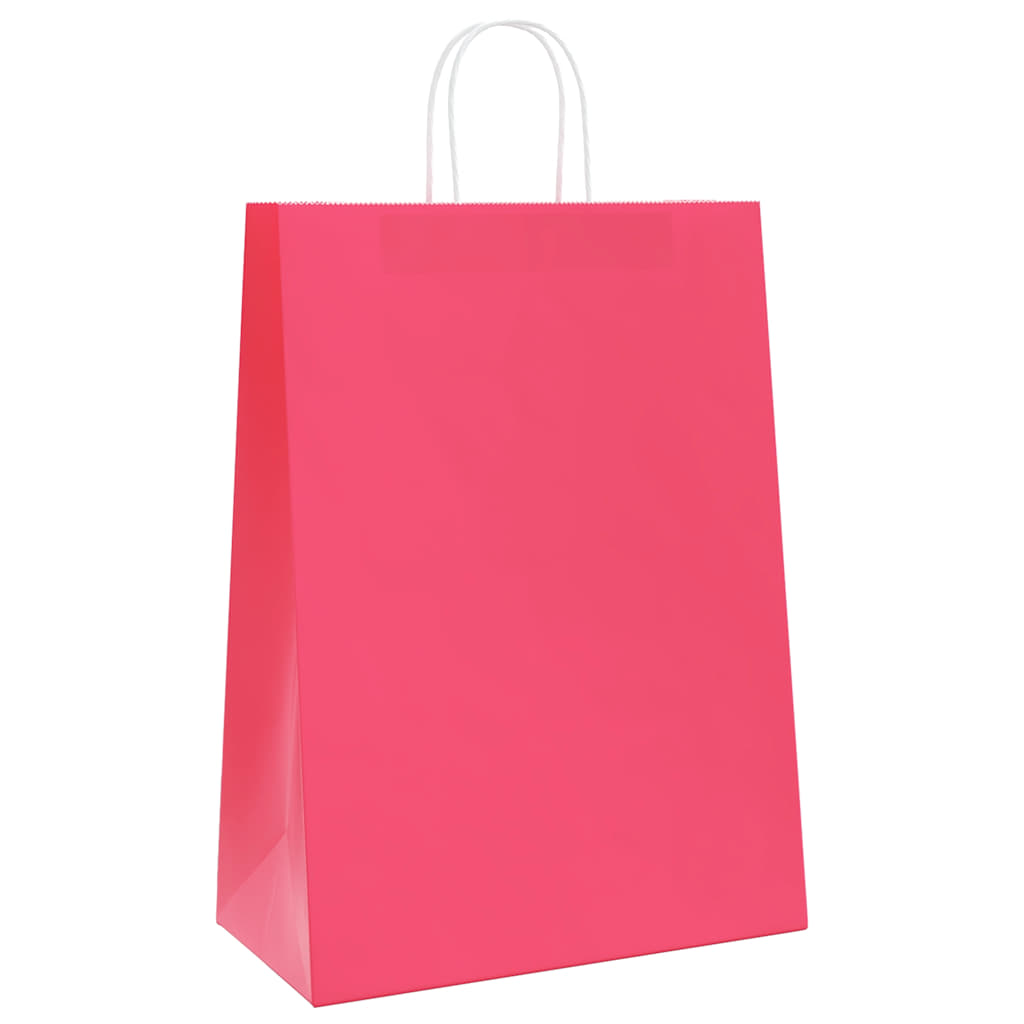 Paper Shopping Bags 250 pcs with Handles Pink 32 x 17 x 44 cm