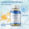 Capsules d'huile de moule à lèvres vertes de haute pureté, nutrition naturelle, soutient la santé des articulations, convient aux sports et à l'exercice, pour adultes.