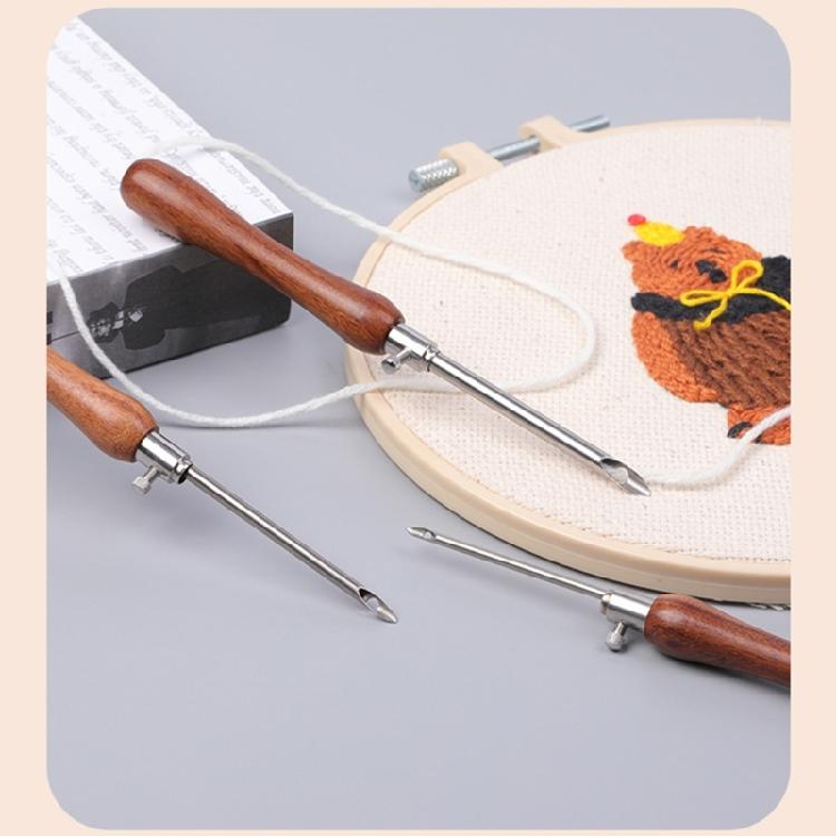 Embroidery Punching Needle Set, Wood Hand Embroidery Pen Beginner Punching Needle Embroidery Set for Stitching Craft