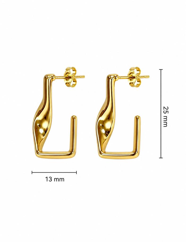 Elegant Stainless Steel U-Shaped Oval Earrings with Niche Design
