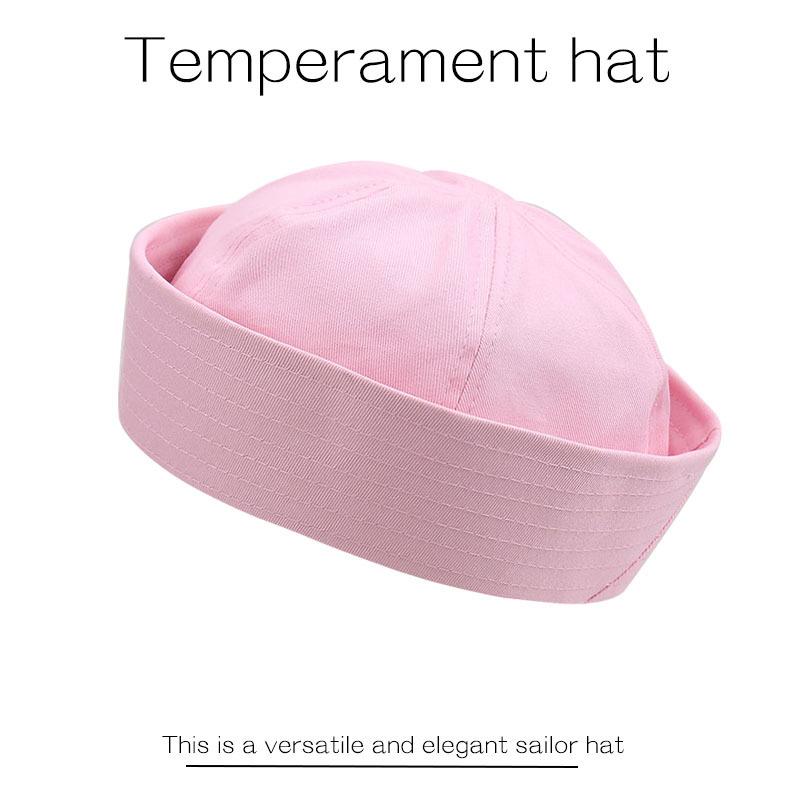 1pc Fashionable Striped Sailor Hat Versatile Breathable Korean Style Ins Flip Cuff Octagonal Beret Hats Sunscreen UV Protection